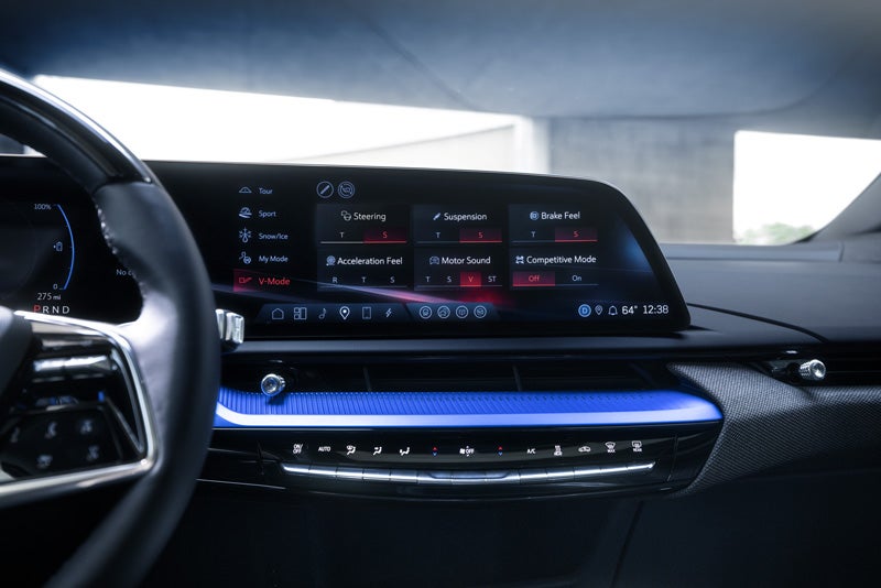 The 2026 OPTIQ-V Display Screen Displaying the V-Mode Settings | Camargo Cadillac in CINCINNATI OH